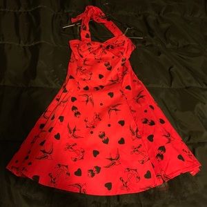 NWT hearts and roses rockabilly halter dress